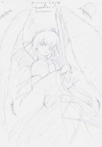 Rating: Safe Score: 0 Tags: 1girl dress feathered_wings image long_hair long_sleeves looking_at_viewer monochrome sketch smile solo suigintou wide_sleeves wings User: admin