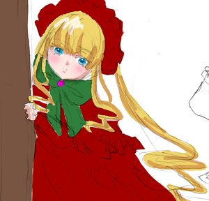 Rating: Safe Score: 0 Tags: 1girl bangs blonde_hair blue_eyes blush bonnet bow bowtie cup dress green_bow hat image long_hair long_sleeves looking_at_viewer red_dress shinku solo twintails very_long_hair User: admin