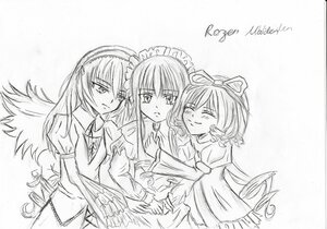 Rating: Safe Score: 0 Tags: 3girls dress drill_hair frills greyscale hina_ichigo image long_hair long_sleeves looking_at_viewer monochrome multiple multiple_girls shinku smile suigintou tagme User: admin