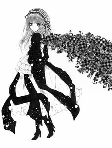 Rating: Safe Score: 0 Tags: 1girl boots dress frilled_hairband frills full_body greyscale hairband high_heels image lolita_hairband long_hair long_sleeves looking_at_viewer monochrome solo standing striped suigintou User: admin