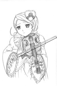 Rating: Safe Score: 0 Tags: 1girl blush bow bow_(instrument) dress drill_hair electric_guitar greyscale guitar hat holding_instrument image instrument kanaria long_hair long_sleeves mini_hat monochrome music playing_instrument plectrum rose solo twin_drills violin User: admin