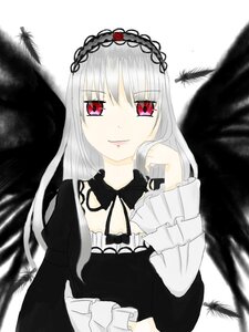 Rating: Safe Score: 0 Tags: 1girl black_dress black_feathers black_wings detached_collar dress feathered_wings feathers frills hairband image long_hair long_sleeves looking_at_viewer pink_eyes red_eyes silver_hair smile solo suigintou tree upper_body wings User: admin