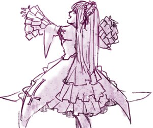 Rating: Safe Score: 0 Tags: 1girl dress flower frills hairband image long_hair long_sleeves monochrome purple_theme solo suigintou wide_sleeves User: admin