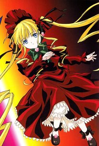 Rating: Safe Score: 0 Tags: 1girl black_footwear blonde_hair bloomers blue_eyes bonnet bow bowtie dress flower full_body green_bow image long_hair long_sleeves looking_at_viewer red_dress ribbon rose shinku shoes solo standing twintails underwear User: admin