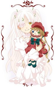 Rating: Safe Score: 0 Tags: 1girl 2girls blonde_hair bow doll dress eyepatch flower frills image kirakishou long_hair multiple_girls pair rose shinku smile striped vertical_stripes very_long_hair yellow_eyes User: admin