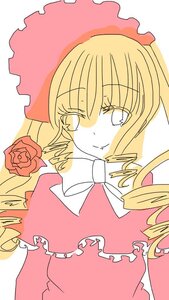 Rating: Safe Score: 0 Tags: 1girl blonde_hair bow drill_hair flower hat image long_hair looking_at_viewer red_flower red_rose ringlets rose shinku simple_background smile solo twin_drills upper_body User: admin