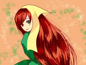 Rating: Safe Score: 0 Tags: 1girl dress flower green_dress green_eyes heterochromia image long_hair long_sleeves looking_at_viewer looking_back red_eyes red_hair rose solo suiseiseki upper_body User: admin