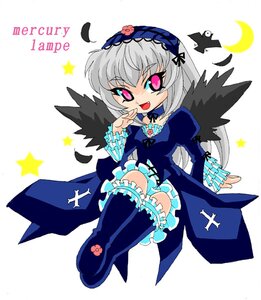 Rating: Safe Score: 0 Tags: 1girl black_wings crescent_moon cross dress flower frills hairband image lolita_hairband long_hair long_sleeves moon open_mouth pink_eyes silver_hair sitting smile solo star_(symbol) suigintou wings User: admin