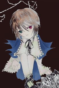 Rating: Safe Score: 0 Tags: 1girl blue_dress brown_hair capelet dress frills heterochromia image long_sleeves looking_at_viewer neck_ribbon red_eyes short_hair solo souseiseki User: admin