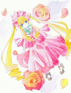 Rating: Safe Score: 0 Tags: 1girl blonde_hair blue_eyes bonnet bow dress drill_hair flower full_body heart image long_hair long_sleeves looking_at_viewer pink_dress pink_flower pink_rose red_flower red_rose rose shinku solo standing traditional_media very_long_hair watercolor_(medium) yellow_rose User: admin