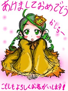 Rating: Safe Score: 0 Tags: 1girl ahoge drill_hair flower green_eyes green_hair hair_ornament image kanaria long_sleeves open_mouth solo twin_drills User: admin