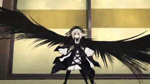 Rating: Safe Score: 0 Tags: 1girl black_dress black_ribbon black_wings dress flower frills hairband image long_hair long_sleeves looking_at_viewer ribbon rose silver_hair solo standing suigintou very_long_hair wings User: admin