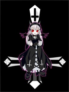 Rating: Safe Score: 0 Tags: 1girl black_dress black_footwear boots cross dress flower frills full_body hairband image lolita_hairband long_hair long_sleeves looking_at_viewer red_eyes ribbon rose smile solo standing suigintou wings User: admin