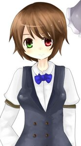 Rating: Safe Score: 0 Tags: 1girl blue_bow blush bow bowtie brown_hair buttons dress_shirt green_eyes heterochromia image long_sleeves looking_at_viewer red_eyes shirt short_hair short_sleeves simple_background solo souseiseki upper_body vest white_background white_shirt User: admin