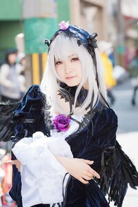 Rating: Safe Score: 0 Tags: 1girl black_dress blurry blurry_background blurry_foreground depth_of_field dress feathers flower hairband lips long_hair long_sleeves looking_at_viewer photo red_eyes rose solo solo_focus suigintou white_hair User: admin