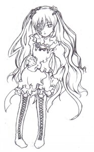 Rating: Safe Score: 0 Tags: 1girl boots cross-laced_footwear dress eyepatch frills full_body greyscale image kirakishou knee_boots long_hair long_sleeves monochrome solo standing striped thighhighs very_long_hair User: admin