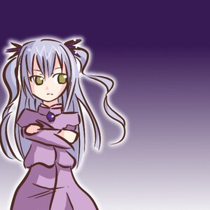 Rating: Safe Score: 0 Tags: 1girl barasuishou crossed_arms dress frown green_eyes hair_ribbon image long_hair long_sleeves looking_at_viewer purple_dress purple_theme ribbon silver_hair solo standing two_side_up very_long_hair User: admin