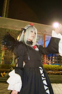 Rating: Safe Score: 0 Tags: 1girl 3d black_dress blurry blurry_background closed_mouth depth_of_field dress flower gothic_lolita long_hair long_sleeves photo solo standing suigintou User: admin