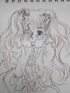 Rating: Safe Score: 0 Tags: 1girl dress hair_ornament hands_on_own_cheeks hands_on_own_face image kirakishou long_hair long_sleeves looking_at_viewer pink_hair solo traditional_media twintails upper_body watercolor_(medium) User: admin
