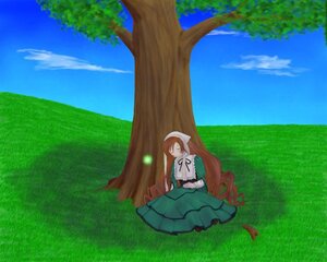 Rating: Safe Score: 0 Tags: 1girl blue_sky brown_hair closed_eyes cloud day dress field grass green_dress hairband image long_hair long_sleeves outdoors sitting sky solo suiseiseki tree very_long_hair User: admin