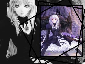 Rating: Safe Score: 0 Tags: 1girl black_wings dress feathers flower frills hairband image long_hair long_sleeves looking_at_viewer red_eyes ribbon rose silver_hair solo suigintou wings User: admin