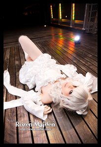 Rating: Safe Score: 0 Tags: 1girl detached_sleeves dress indoors kirakishou letterboxed lying on_back solo white_dress white_hair User: admin