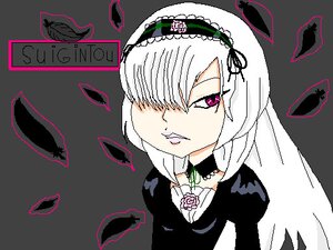 Rating: Safe Score: 0 Tags: 1girl bangs black_background bug choker closed_mouth hair_over_one_eye hairband image insect looking_at_viewer purple_eyes solo suigintou white_hair User: admin