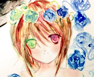 Rating: Safe Score: 0 Tags: 1girl blue_flower blue_rose closed_mouth flower gradient_hair green_eyes hair_ornament hariruri image looking_at_viewer multicolored multicolored_eyes multicolored_hair portrait rose short_hair solo souseiseki traditional_media User: admin