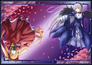 Rating: Safe Score: 0 Tags: 2girls black_wings blonde_hair bow dress drill_hair flower frills hairband headdress image letterboxed long_hair long_sleeves multiple_girls open_mouth pair petals purple_eyes rose rose_petals shinku silver_hair suigintou twintails very_long_hair wings User: admin