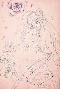 Rating: Safe Score: 0 Tags: 1girl blush dress flower frills image long_hair long_sleeves looking_at_viewer monochrome rose shinku solo suigintou suiseiseki traditional_media very_long_hair User: admin