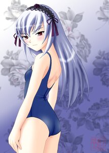 Rating: Safe Score: 0 Tags: 1girl blue_swimsuit blurry blush closed_mouth cowboy_shot depth_of_field hairband image long_hair looking_at_viewer looking_back one-piece_swimsuit red_eyes school_swimsuit solo standing suigintou swimsuit User: admin
