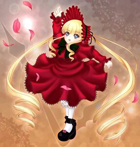 Rating: Safe Score: 0 Tags: 1girl blonde_hair blue_eyes bonnet bow bowtie dress drill_hair flower full_body green_bow image long_hair long_sleeves looking_at_viewer pantyhose petals red_dress rose_petals shinku shoes solo standing twin_drills twintails very_long_hair white_legwear User: admin