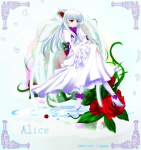 Rating: Safe Score: 0 Tags: 1girl dress flower full_body image long_hair long_sleeves purple_eyes solo suigintou vertical_stripes very_long_hair white_dress white_hair User: admin