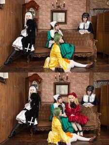 Rating: Safe Score: 0 Tags: 6+girls blonde_hair boots couch dress green_hair hair_ornament hat long_hair multiple_boys multiple_cosplay multiple_girls painting_(object) pantyhose sitting tagme white_hair User: admin