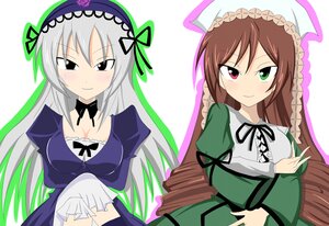 Rating: Safe Score: 0 Tags: 2girls blush breasts brown_hair detached_collar dress frills green_eyes hairband hat image long_hair long_sleeves multiple_girls pair red_eyes ribbon silver_hair smile suigintou suiseiseki very_long_hair User: admin