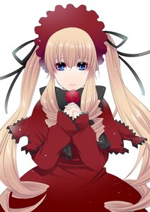 Rating: Safe Score: 0 Tags: 1girl black_ribbon blonde_hair blue_eyes bow bowtie capelet dress drill_hair flower image long_hair long_sleeves looking_at_viewer red_capelet red_dress red_flower ribbon rose shinku simple_background solo twintails white_background User: admin