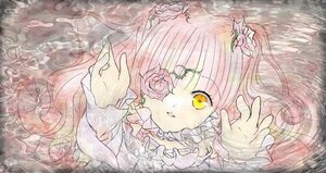 Rating: Safe Score: 0 Tags: 1girl dress flower frills hair_flower hair_ornament image kirakishou long_hair looking_at_viewer parted_lips pink_hair solo traditional_media two_side_up water yellow_eyes User: admin