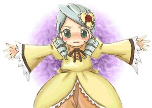 Rating: Safe Score: 0 Tags: 1girl blush dress drill_hair flower green_eyes image kanaria long_sleeves outstretched_arms ribbon silver_hair solo spread_arms yellow_dress User: admin
