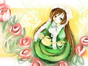 Rating: Safe Score: 0 Tags: 1girl brown_hair dress flower food frills green_dress green_eyes heterochromia image long_hair long_sleeves looking_at_viewer red_eyes smile solo suiseiseki very_long_hair watering_can User: admin