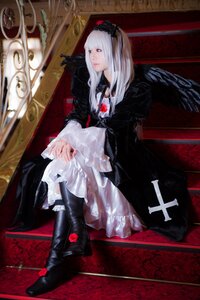 Rating: Safe Score: 0 Tags: 1girl boots dress flower frills gothic_lolita lolita_fashion long_hair long_sleeves sitting solo suigintou User: admin