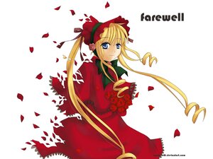 Rating: Safe Score: 0 Tags: 1girl blonde_hair blue_eyes bonnet bouquet bow capelet dress drill_hair flower green_bow image long_hair long_sleeves looking_at_viewer petals red_dress red_flower rose rose_petals shinku smile solo striped twintails User: admin