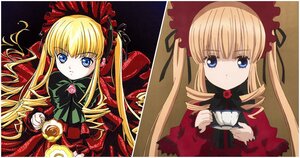 Rating: Safe Score: 0 Tags: 1girl blonde_hair blue_eyes bonnet bow bowtie cup dress drill_hair flower green_bow image long_hair long_sleeves looking_at_viewer red_dress rose shinku sidelocks solo teacup twin_drills twintails User: admin