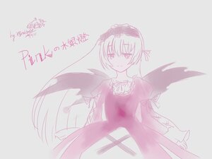 Rating: Safe Score: 0 Tags: 1girl black_wings dress flower image long_hair long_sleeves looking_at_viewer monochrome simple_background smile solo suigintou very_long_hair wings User: admin