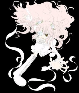 Rating: Safe Score: 0 Tags: 1girl boots dress eyepatch flower frills full_body hair_flower hair_ornament long_hair pink_hair rose smile solo thigh_boots very_long_hair vines white_flower yellow_eyes User: admin