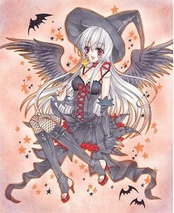 Rating: Safe Score: 0 Tags: 1girl dress hat image jack-o'-lantern long_hair red_eyes solo star_(symbol) suigintou thighhighs traditional_media wings witch_hat User: admin