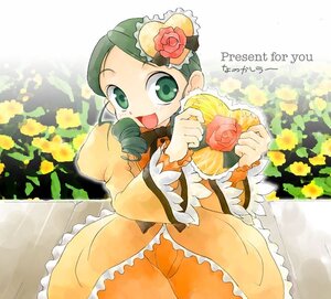 Rating: Safe Score: 0 Tags: 1girl :d dress drill_hair flower frills green_eyes green_hair image kanaria long_sleeves open_mouth orange_dress rose smile solo twin_drills yellow_dress User: admin
