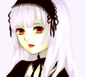 Rating: Safe Score: 0 Tags: 1girl auto_tagged bangs black_ribbon detached_collar frills hairband image looking_at_viewer portrait red_eyes rose simple_background smile solo suigintou white_background User: admin