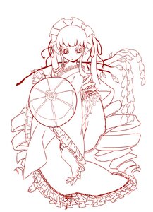 Rating: Safe Score: 0 Tags: 1girl dress frills full_body image lineart long_hair looking_at_viewer monochrome shinku solo standing User: admin