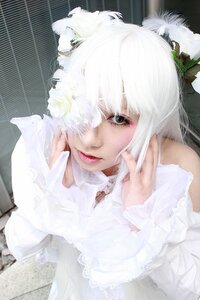 Rating: Safe Score: 0 Tags: 1girl animal_ears bangs blurry dress hair_over_one_eye kirakishou lips long_sleeves looking_at_viewer photo realistic solo white_dress white_hair User: admin