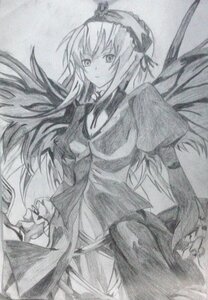 Rating: Safe Score: 0 Tags: 1girl dress frills greyscale hairband image long_hair long_sleeves looking_at_viewer monochrome puffy_sleeves solo suigintou traditional_media wings User: admin